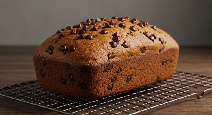 a loaf of chocolate banana bread