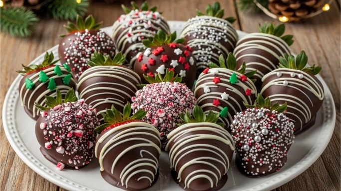 Christmas chocolate covered strawberries