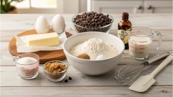 Ingredients for bakery-style mini chocolate chip muffins
