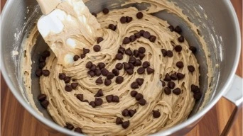 Mini chocolate chip muffin batter in bowl
