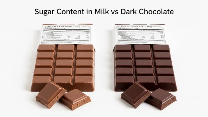 sugar content in milk vs dark chocolate