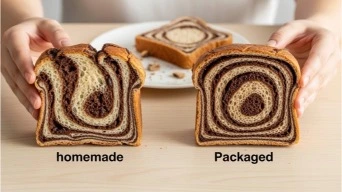homemade vs packaged chocolate swirl loaf -2