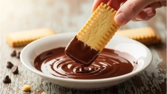 Packaged chocolate dipped shortbread cookies ready for gifting. -3